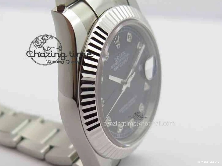0218 DateJust II 41mm SS BP Maker Best Edition Black Dial Diam On SS Bracelet SA Lightweight 3728